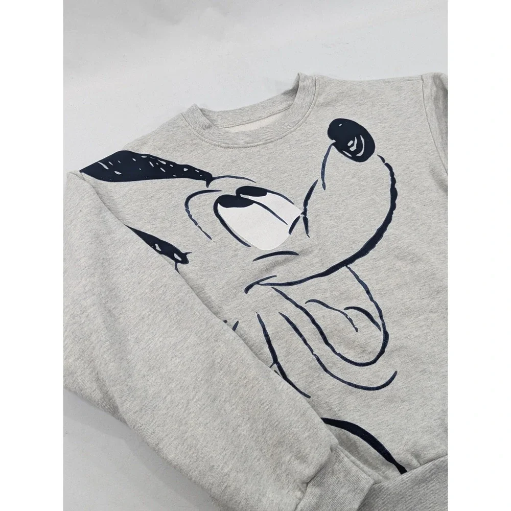 Disney Pluto Sweatshirt Adult Size XS Gray Heavyweight Big Print Vintage RARE
